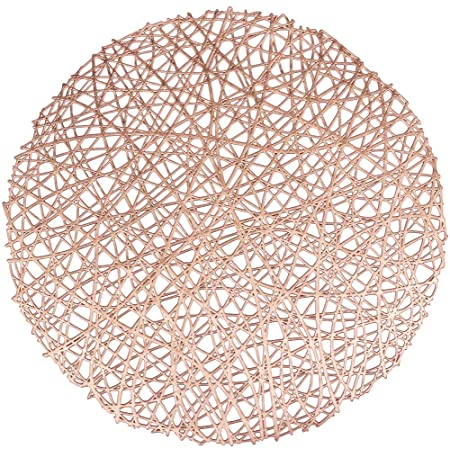 Photo 1 of AdasBridal Rose Gold Round Placemats for Dinner Table Set of 6 Metallic Hollow Out Line Circle Table Mats Vinyl Place Mats for Table Decor Wedding Accent Centerpiece
