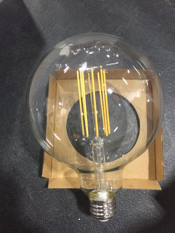 Photo 2 of 100-Watt Equivalent G40 Dimmable Straight Filament Clear Glass E26 Vintage Edison LED Light Bulb, Soft White