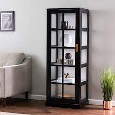 Photo 1 of box 2 of 2 only incomplete set Southern Enterprises - SEI Burland Tall Curio Cabinet - Black and white finish
