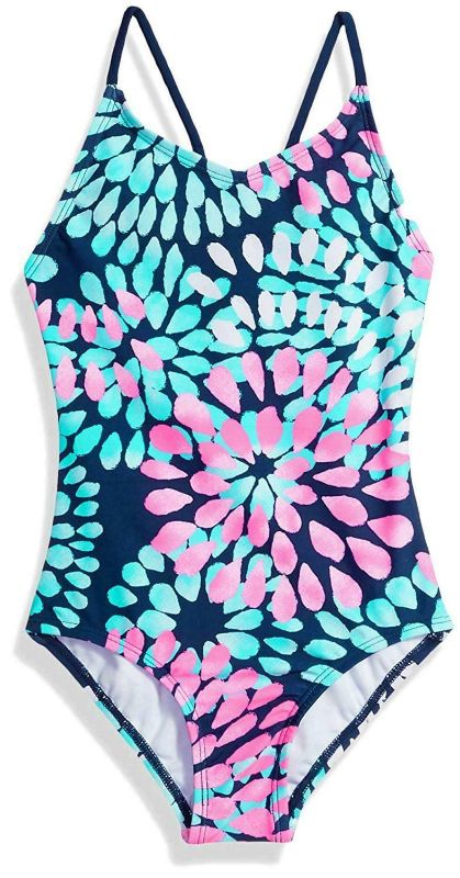 Photo 1 of Big Girls' Daisy Beach Sport 1-Piece Swimsuit,, Daisy Navy, Size 14 SwZP
