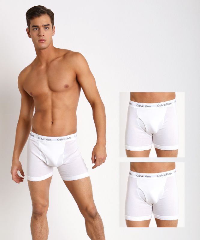 Photo 1 of CALVIN KLEIN COTTON CLASSICS BOXER BRIEFS 3-PACK WHITE---small