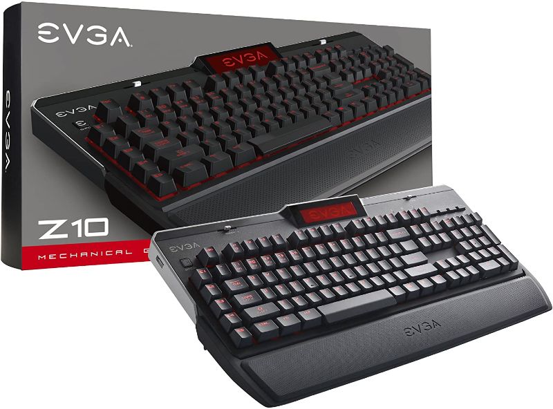 Photo 1 of EVGA Z10 Gaming Keyboard, Red Backlit LED, Mechanical Brown Switches, Onboard LCD Display, Macro Gaming Keys, 802-ZT-N101-KR
