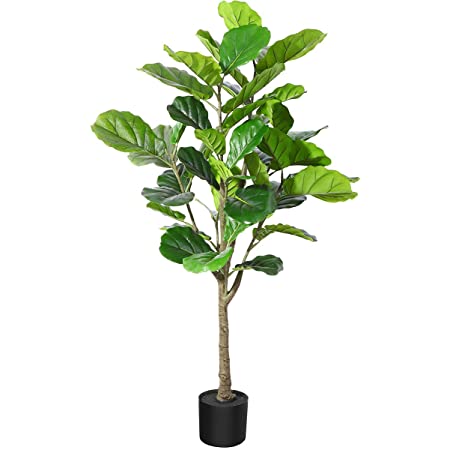 Photo 1 of  Artificial Fiddle Leaf Fig Tree 4.3 Feet Feaux Ficus Lyrata Plant with 44 Leaves Faux Plant for Indoor Outdoor Fake Plants in Pot for Home Office Perfect