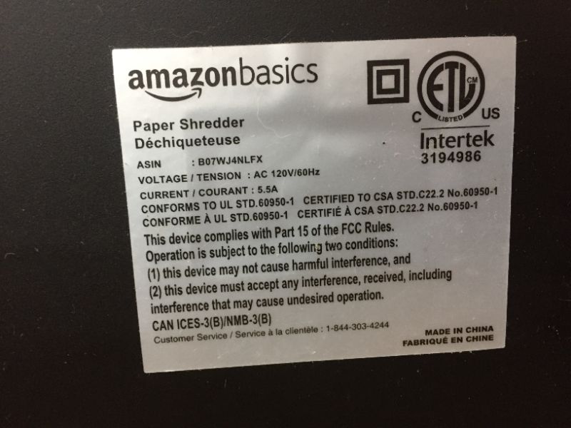 Photo 2 of Amazon Basics 24-Sheet Cross-Cut Paper, CD and Credit Card Home Office Shredder with Pullout Basket