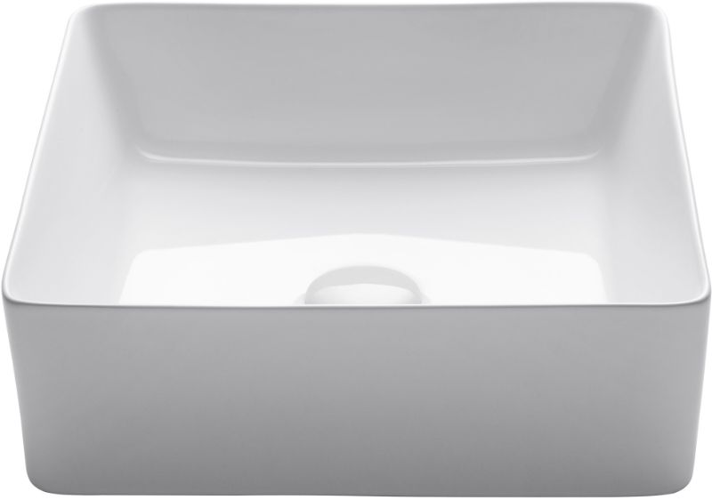 Photo 1 of 15 Inch Square Porcelain Ceramic Vessel Bathroom Sink with Ultra-Slim Edges, Unique Textured Design and ADA Compliant