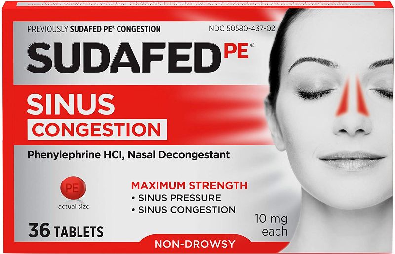 Photo 1 of 8pk Sudafed PE Sinus Congestion Maximum Strength Non-Drowsy Decongestant Tablets, 36 ct