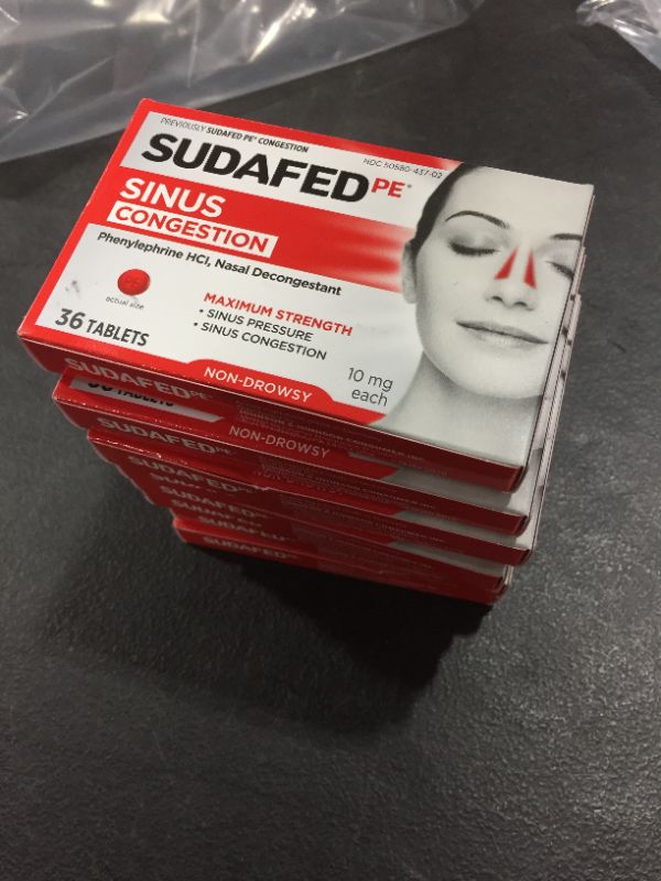 Photo 2 of 8pk Sudafed PE Sinus Congestion Maximum Strength Non-Drowsy Decongestant Tablets, 36 ct