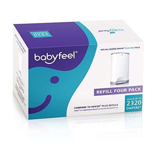 Photo 1 of Babyfeel Refills Compatible with Dekor Plus Diaper Pail | 4 Pack | Exclusive 30% Extra Thickness | Diaper Pail Refills with Powerful Odor Elimination | Fresh Powder Scent | Holds up to 2320 Diapers
