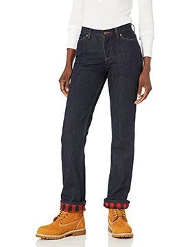 Photo 1 of Carhartt Women's Size Original Fit Blaine Flannel Lined Jean, Dark Bluestone, 18 Tall


