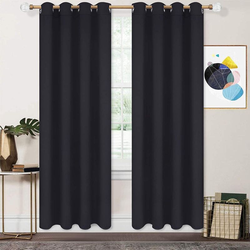 Photo 1 of Black Blackout Curtains, Thermal Insulated Curtain Panel, Room Darkening Window Drapes with Grommets for Bedroom Living Room Decor, Set of 2 Panels, 52 x 63 Inch Length
