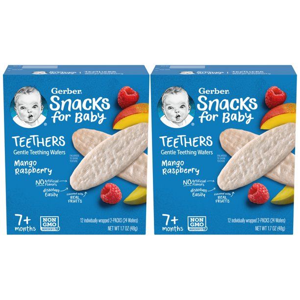 Photo 1 of (2-Pack) Gerber Mango Raspberry Snack for Baby Teethers, 1.07 oz--- best by- 23/nov/2021
