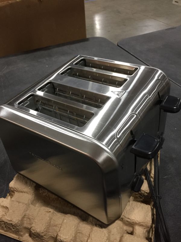 Photo 2 of Hamilton Beach Brushed Stainless Steel 4 Slice Extra Wide Toaster with Shade Selector, Toast Boost, Slide-Out Crumb Tray, Auto-Shutoff and Cancel Button (24910)
