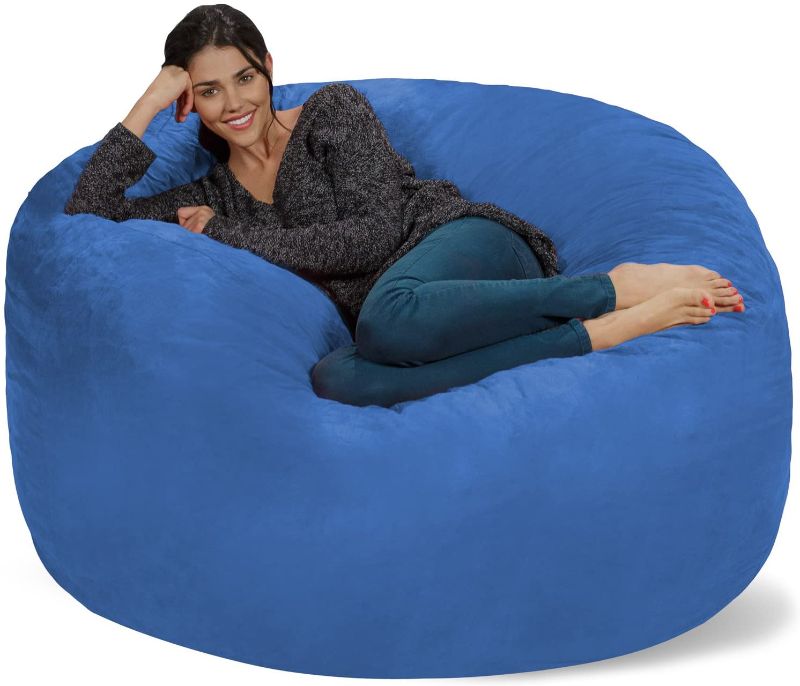 Photo 1 of Chill Sack Bean Bag Chair: Giant memory foam furniture and a large lounger. Large sofa with large waterproof soft suede cover. Various Colors, 5 ft., Fabric
