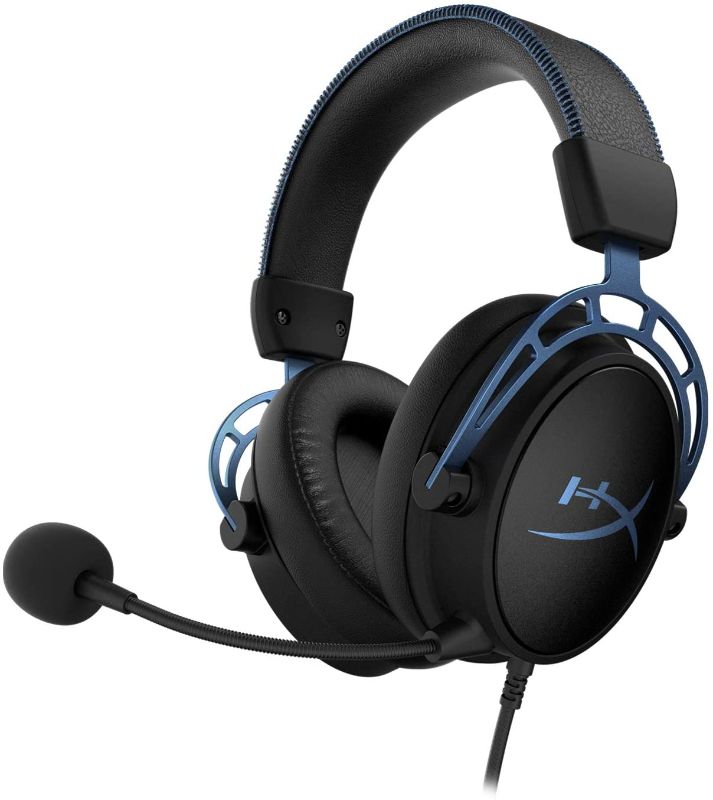 Photo 1 of HyperX Cloud Alpha S - PC Gaming Headset, 7.1 Surround Sound, Adjustable Bass, Dual Chamber Drivers, Chat Mixer, Breathable Leatherette, Memory Foam, and Noise Cancelling Microphone - Blue
