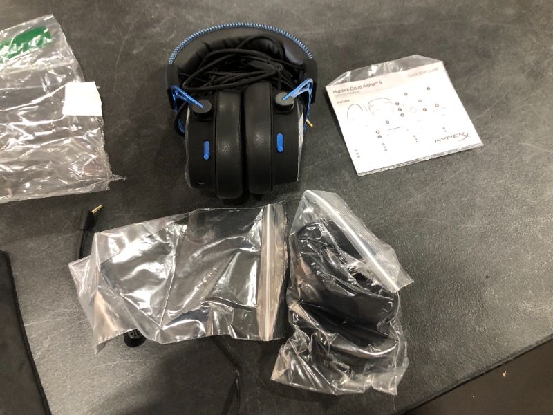 Photo 2 of HyperX Cloud Alpha S - PC Gaming Headset, 7.1 Surround Sound, Adjustable Bass, Dual Chamber Drivers, Chat Mixer, Breathable Leatherette, Memory Foam, and Noise Cancelling Microphone - Blue
