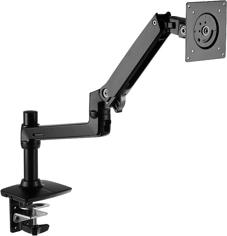 Photo 1 of Amazon Basics Single Monitor Stand - Lift Engine Arm Mount, Aluminum - Black
