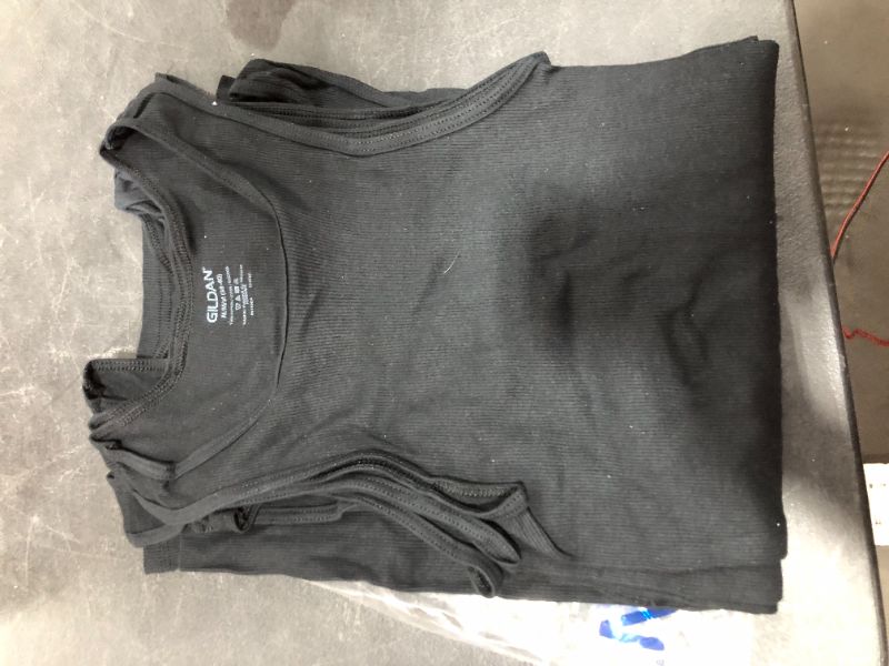 Photo 1 of 5 PACK GILDAN BLACK TANK TOP UNDERSHIRTS, SIZE M