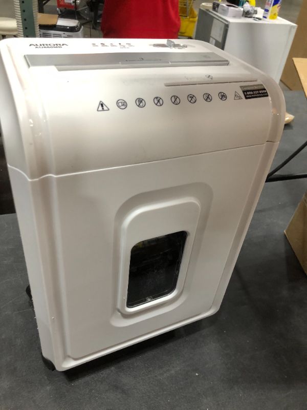 Photo 3 of Aurora High-Security 8-Sheet Micro-Cut Paper, CD/DVD and Credit Card Shredder, White/Gray