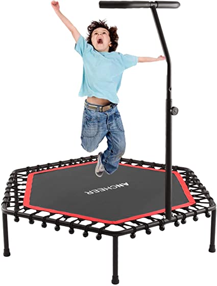 Photo 1 of ANCHEER Trampoline, Mini Rebounder Trampolines with Adjustable Handle, Exercise Trampoline for Indoor/Garden/Workout Cardio, Parent-Child Trampoline
