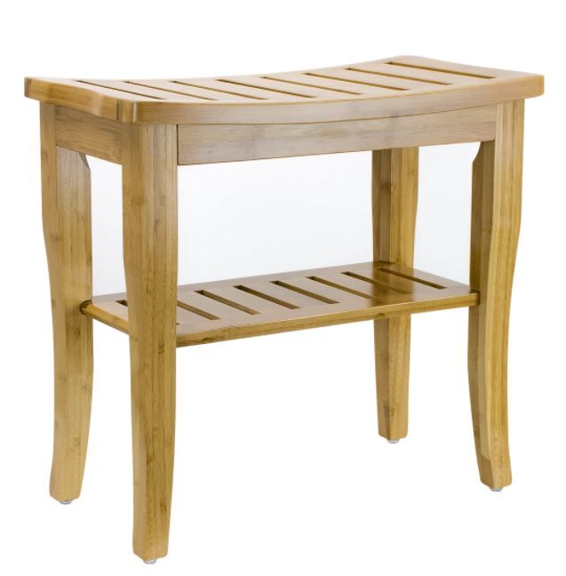 Photo 1 of Bamboo Bench Stool with Shelf