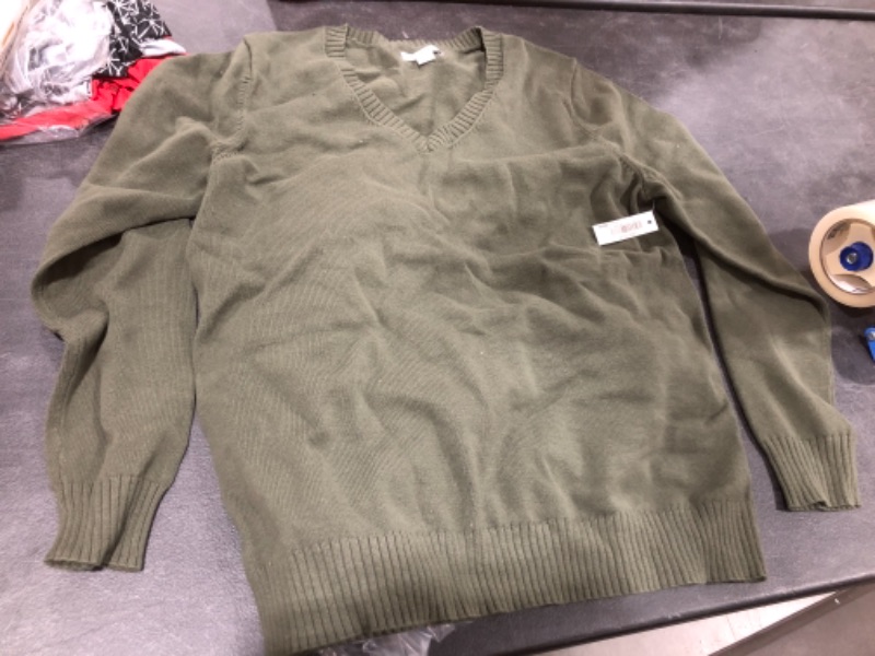 Photo 1 of AMAZON BASICS OLIVE MENS PULL OVER SWEATER, SIZE XL