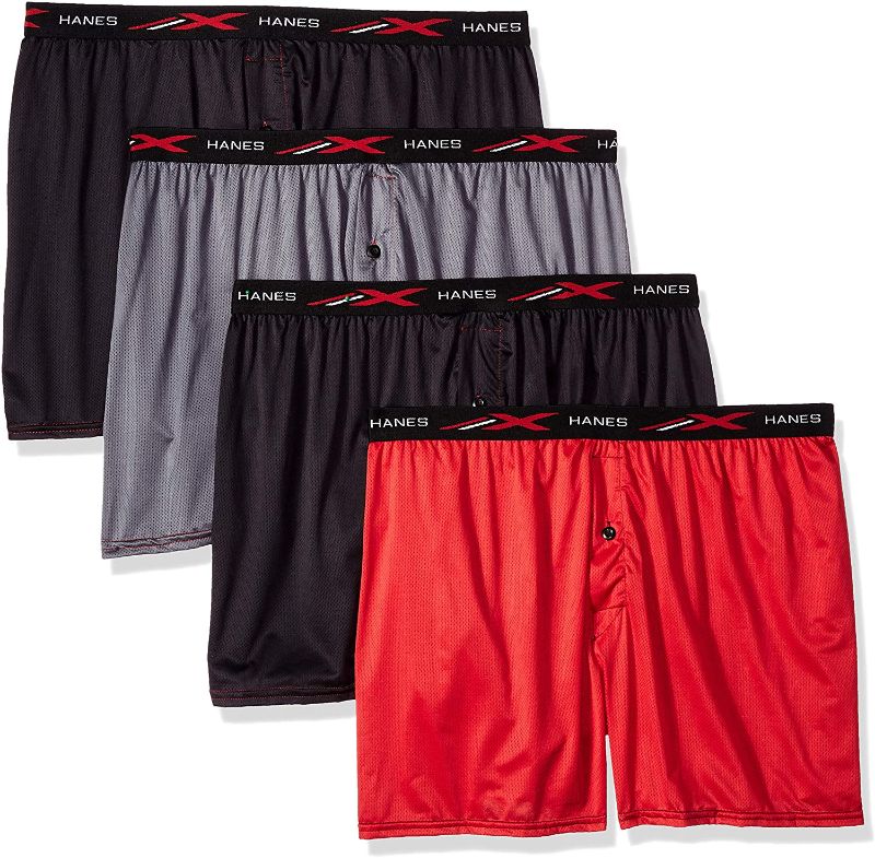 Photo 1 of Hanes Men's X-Temp 4-Way Stretch Mesh Boxer Brief, Dark Assorted, Size Small