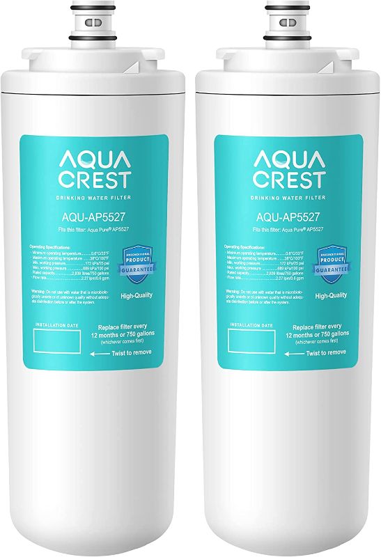 Photo 1 of AQUACREST AP5527 Reverse Osmosis Pre and Post Water Filter Cartridge, Replacement for Aqua-Pure AP5527, 5598101, AP-RO5500, APRO5500 Reverse Osmosis System (1 Set), MISSING ONE FILTER
