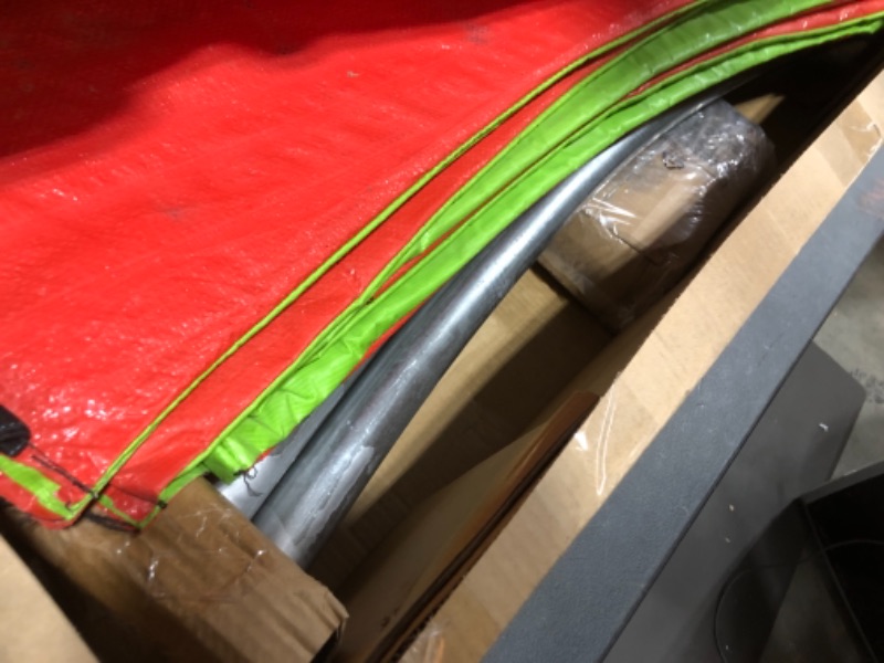 Photo 1 of 16FT Round Trampoline with Safety Enclosure, GREEN/RED, BOX 1 OF 3 ONLY, MISSING OTHER BOXES
