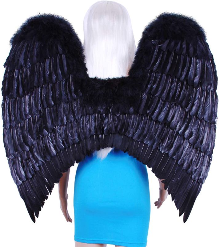 Photo 1 of FashionWings (TM XL Wingspan Black Costume Feather Angel Wings & Halo
