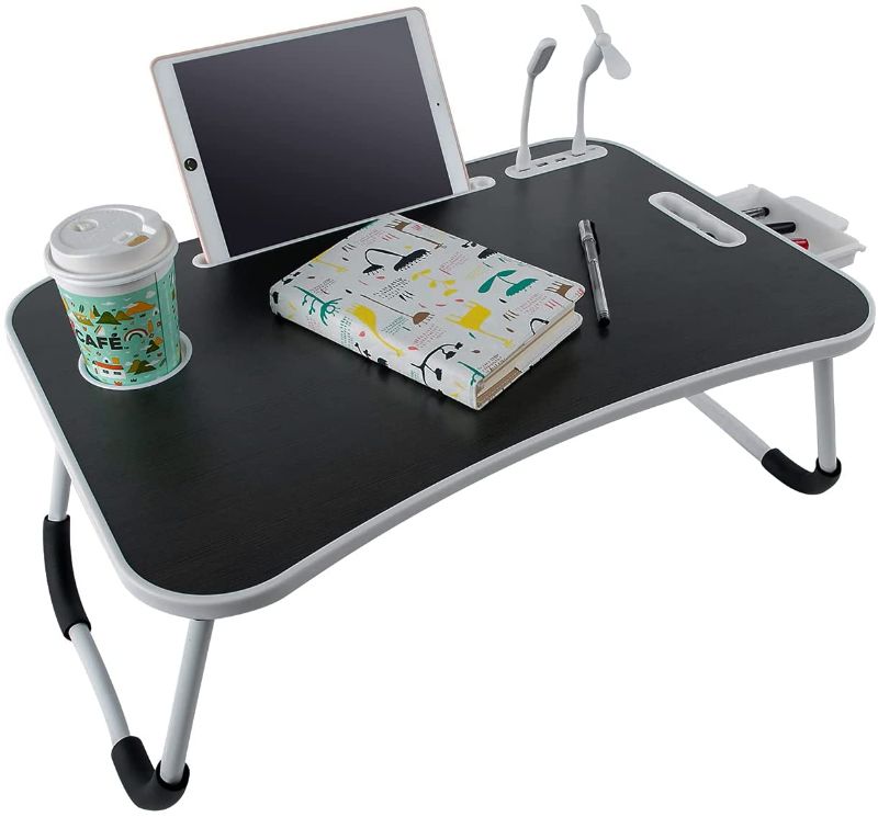 Photo 1 of BigTron Laptop Desk, Foldable Portable Lap Bed Tray with Cup Holder/Storage Drawer/4 USB Port for Bed/Tables/Sofa Reading, Writing, Working, COLOR DIFFERS FROM STOCK PHOTO