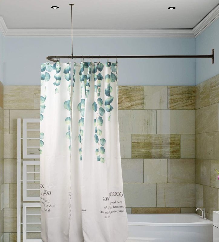 Photo 1 of Artiwell L Shaped Shower Curtain Rod, Bathroom Bathtub Corner Shower Curtain Rod (Matte Black)
