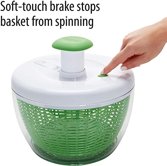 Photo 1 of Easy to use pro Pump Spinner with Bowl, Colander and Built in draining System for Fresh, Crisp, Clean Salad and Produce, Large 6.6 Quart, Green
