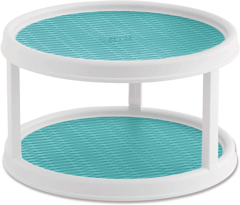 Photo 1 of Copco 5234758 Non-Skid 2 Tier Turntable, 12-Inch, Aqua
