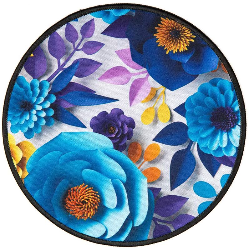 Photo 1 of Blue Flower Round Mouse Pad,3D Flowers Personalized Printed Mouse Mat, Non Slip Rubber Base Mousepad for Laptop, Computer 7.9x7.9 Inches, PACK OF 2

