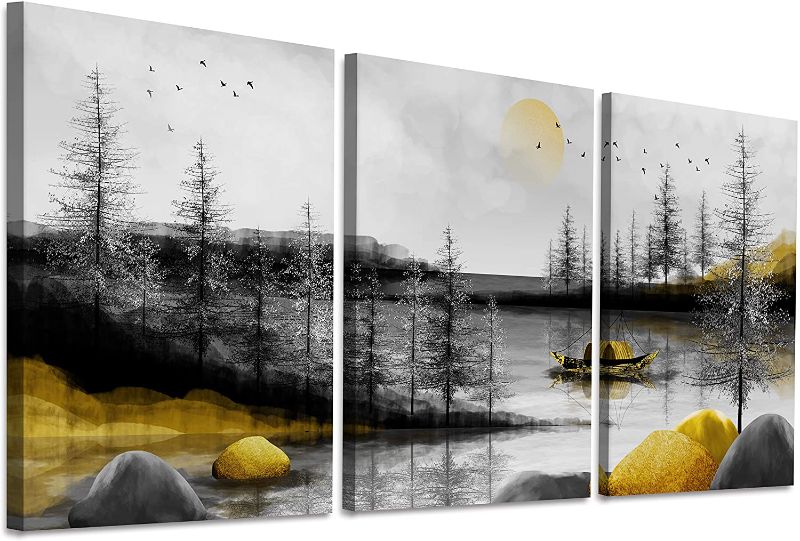 Photo 1 of Canvas Wall Art for living room family wall decorations for Bedroom modern bathroom Wall decor paintings Black and white Forest pictures Artwork Office abstract Canvas art prints Home decor 3 piece
