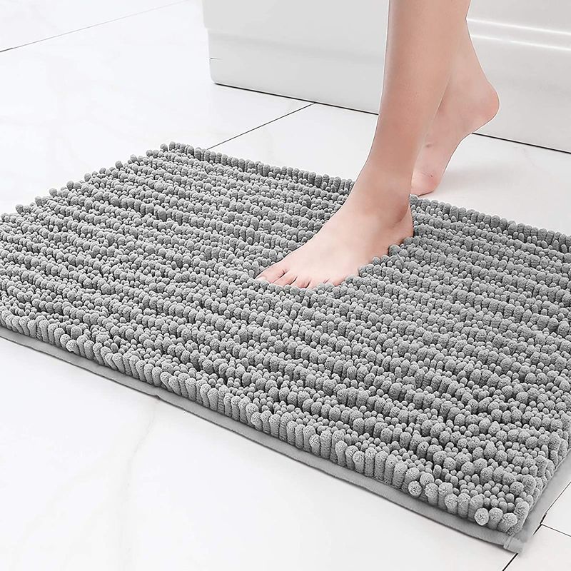 Photo 1 of 31X20 Inch Bath Rugs 1pcs Made of 100% Polyester Extra Soft and Non Slip Bathroom Mats Specialized in Machine Washable and Water Absorbent Shower Mat,Gray