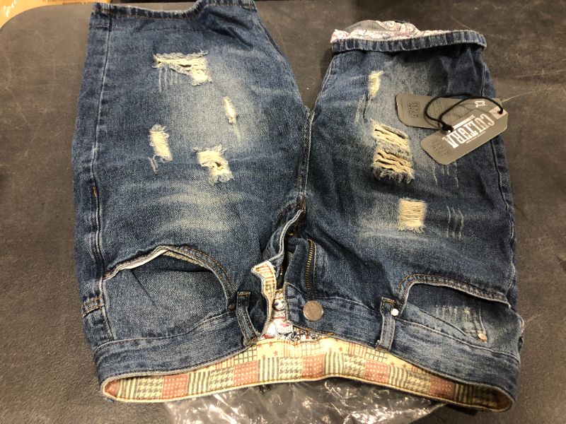 Photo 1 of CULTURA DISTRESSED DENIM SHORTS, SIZE 34