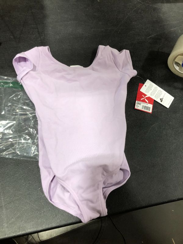 Photo 2 of Capezio girls Classic Short Sleeve Leotard, LAVENDER, MEDIUM