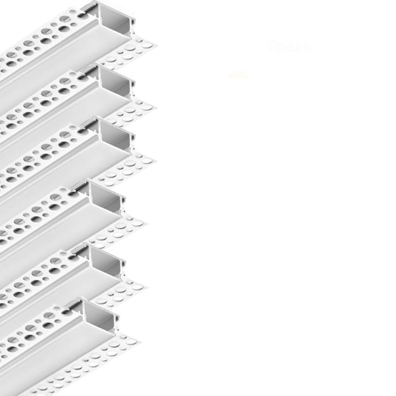 Photo 1 of 6Pack 6.6Ft (2M/PCS) led Light Diffuser Aluminum Channel, Trimless Recessed Plaster LED Aluminum Channel with Flange for 20mm LED Strip, Gypsum LED Profile Applicable to Plasterboard
