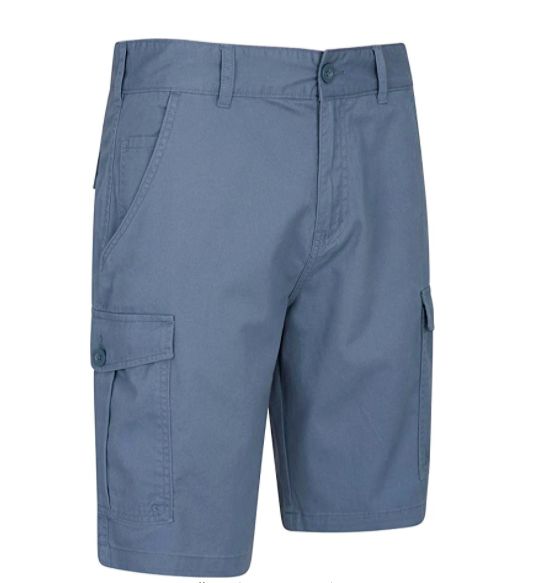 Photo 1 of Mountain Warehouse Lakeside Mens Shorts - 100% Durable­ Twill Cotton Cargo Shorts,­ Durable Summer Shorts, 6 Pockets Walking, Running, Hiking & Camping Blue 32
