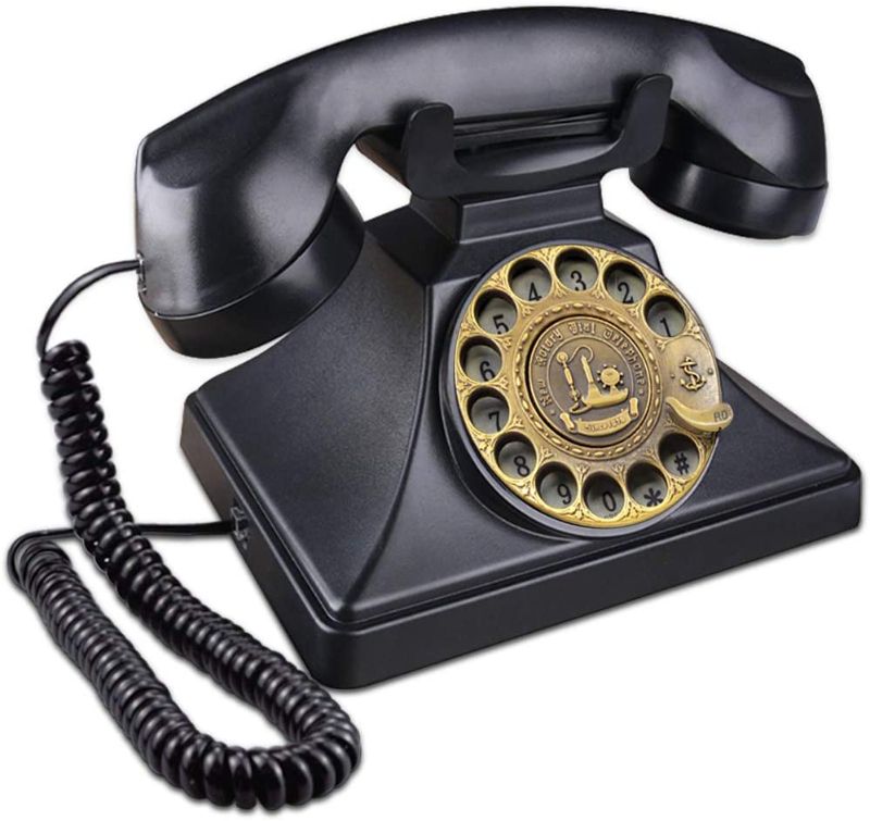 Photo 1 of EC VISION Rotary Phones for Landline, Retro Landline Telephone Old Fashion Home Phones with Mechanical Ringer and Speaker Function(Black)
