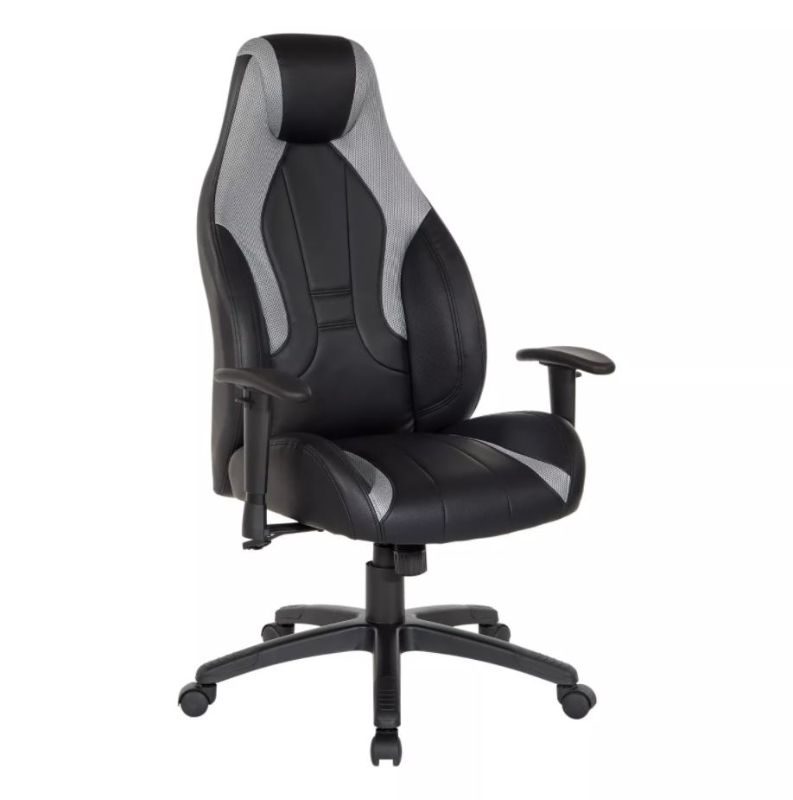 Photo 1 of Commander Gaming Chair In Faux Leather Black/Gray - OSP Home Furnishings