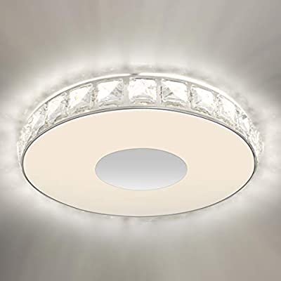 Photo 1 of Galtlap Modern Led Chandelier Flush Mount Crystal Ceiling Light 14'' 18W Round Crystal Ceiling Lamp for Bedrooms Dinning Rooms Hallway (Warm)