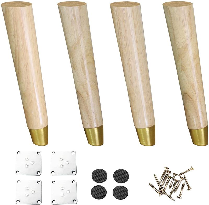 Photo 1 of 10 Inch Solid Wood Furniture Legs, Slant Sofa Legs, Set of 4 Sofa Legs for Furniture, Mid Century Desk Legs, Replacement Legs for Couch, Sideboard, Recliner, Circular Chair
