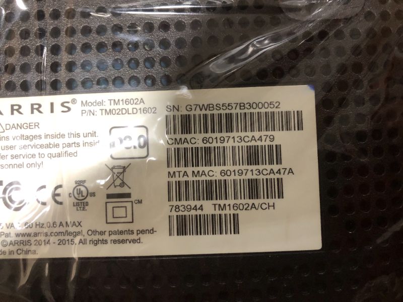 Photo 3 of Arris Touchstone TM1602A DOCSIS 3.0 Upgradeable 16x4 Telephony Modem for TWC & OPTIMUM
