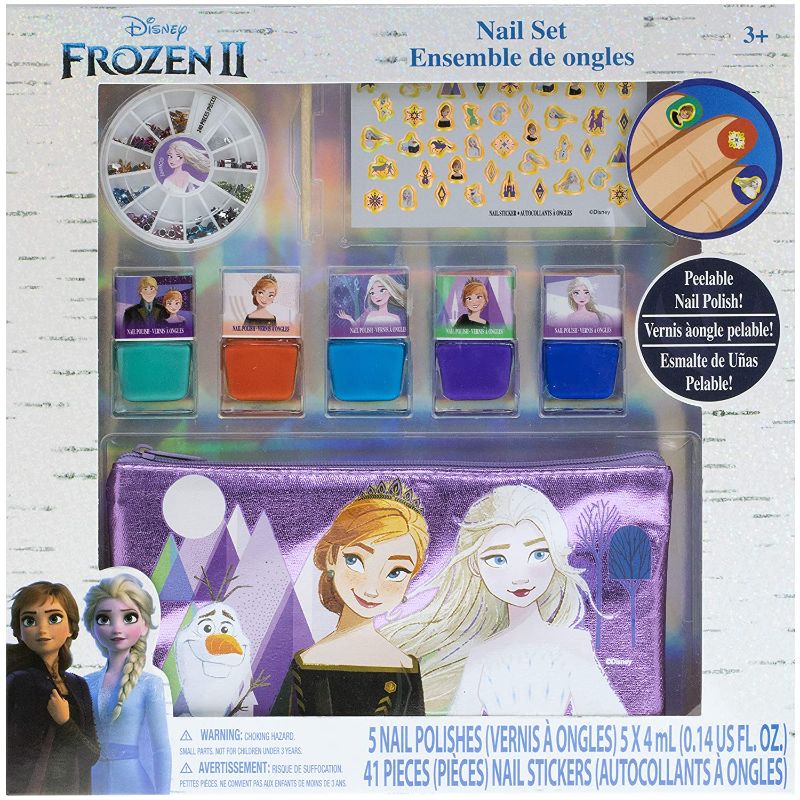 Photo 1 of Disney Frozen 2 - Townley Girl Peel- Off Nail Polish Activity Set for Girls, Ages 3+ With 5 Nail Polish Colors, 240 Nail Gems, and Bag for Parties, Sleepovers and Makeovers
