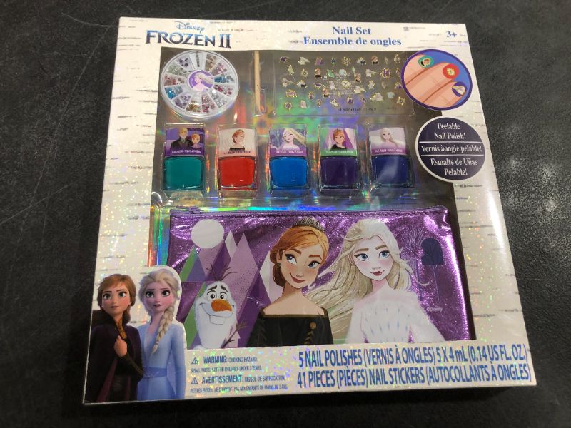 Photo 2 of Disney Frozen 2 - Townley Girl Peel- Off Nail Polish Activity Set for Girls, Ages 3+ With 5 Nail Polish Colors, 240 Nail Gems, and Bag for Parties, Sleepovers and Makeovers
