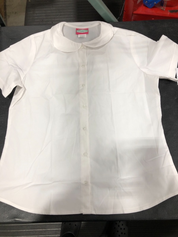 Photo 2 of Classroom School Uniforms Women's Junior Ss Peter Pan Blouse, White, Size Large