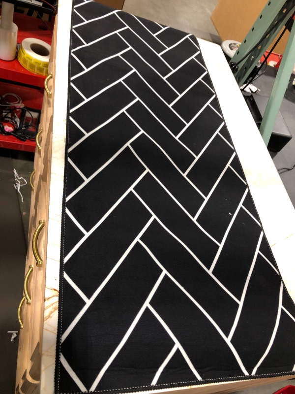 Photo 2 of 18.5 x 25 and 48 x 18.5 black and white rugs