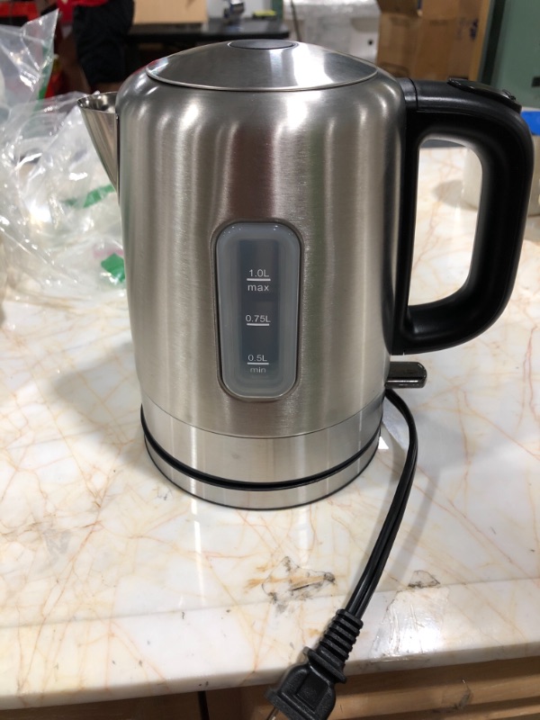 Photo 2 of Amazon Basics Stainless Steel Portable Fast, Electric Hot Water Gray & Black, 1L